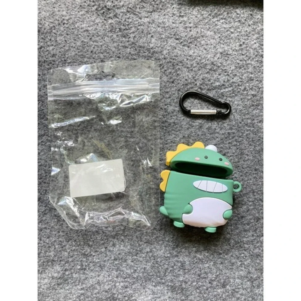 Green Silicone Case for AirPods 1 2 Bluetooth‎ Headset Charging dinosaur new
